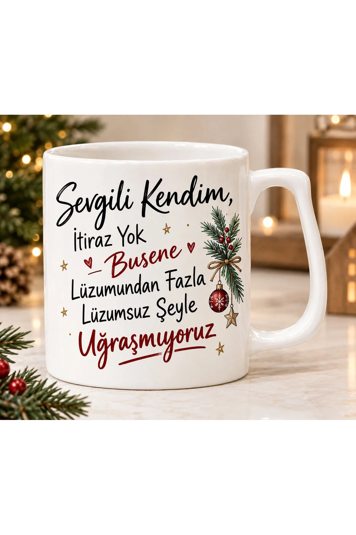 Sevgili Kendim Yılbaşı Temalı Eğlenceli Kupa Beyaz