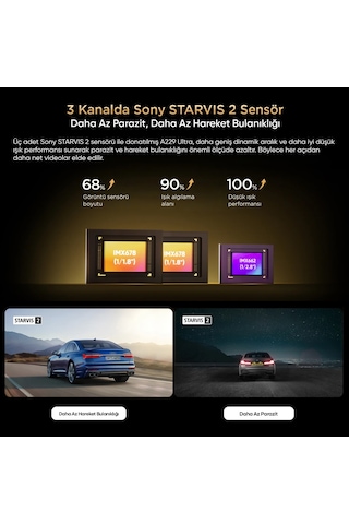 Viofo A229 Ultra 3 Kameralı Ön+arka+iç 4k+4k+1080p Hdr Sony Starvıs 2 Sensörlü Wi-fi 6 Gps'li Araç Kamerası