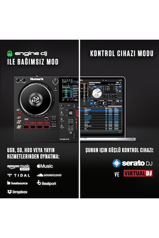 Numark Mixstream Pro+ Bağımsız Dj Controller, Amazon Music Unlimited Yayını, Mikser, Dokunmatik Ekran, Wifi, Hoparl