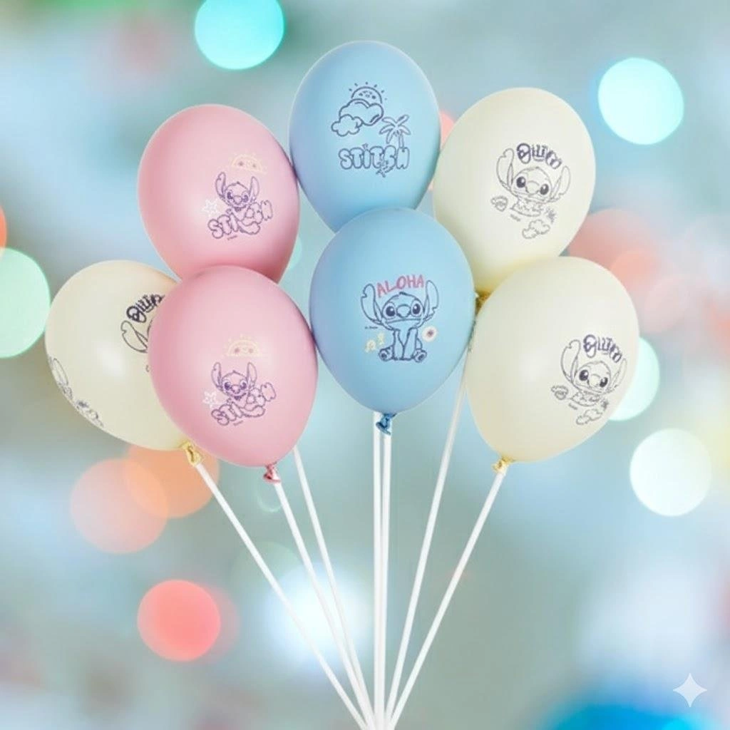 Baskılı Orjinal Lisanslı Lilo Stitch Stiç 8 Li Balon 12 İnç 30 Cm. Sadece 8 Li Balon Karışık Renkli