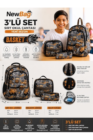 Newbag Basketbol Erkek Sırt Okul Çantası-3'lü Set Yeni Sezon