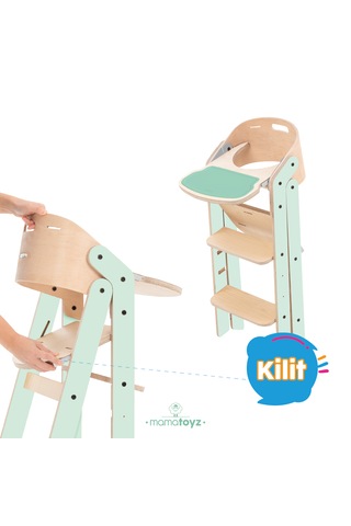 Mamatoyz Mychair All İn One Mint Versiyonu Doğal Ahşap Mama Sandalyesi