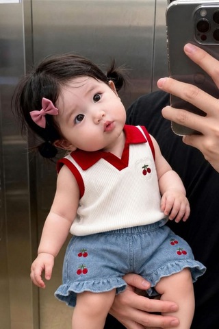 Miniğimin Cicileri Kiraz İşleme Detaylı Kız Bebek 2 Li Takım ... Kırmızı