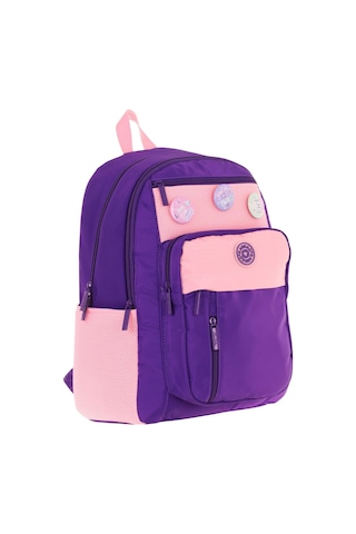Kauko Holiday Kız Çocuk Altı Bölmeli Rozetli Okul Sırt Çantası - Mor Pembe - K1829 Mor - Pembe