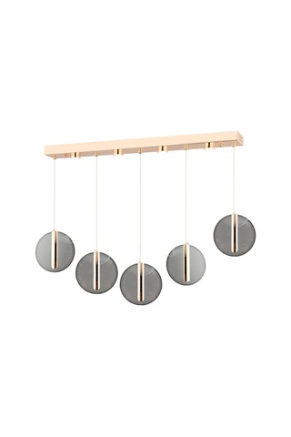 Dustin 5'li Sıralı 3 Renk 75 Watt Gold Kristal Ledli Modern Oturma Odası Salon Sarkıt Avize Diğer