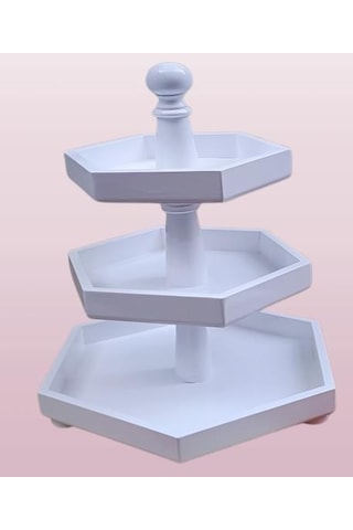 Hobi Adn Dekoratif Sunumluk Kuruyemişlik Ahşap Mdf Parlak Beyaz Model El Yapım