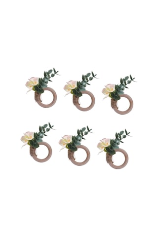 Homyl 6x Peçete Halkaları Parti Çiçekli Mutfak Festivali Tokaları Açık Sarı