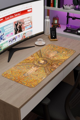 Ortaçağ Sanat Kaymaz Dikişli Kauçuk Oyuncu Mousepad V4 - 70x30 Xl Gaming Mouse Pad Fare Altlığı