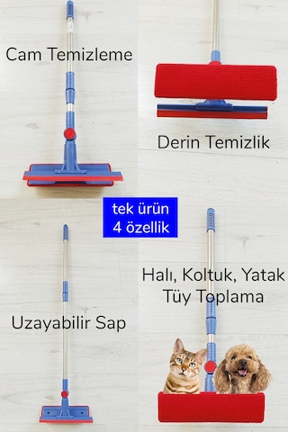 Kedi Köpek Sihirli Tüy Temizleme Fırçası 4 Ü 1 Arada Döner Başlıklı Çok Renkli