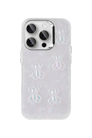 Zeyline Apple Uyumlu iPhone 15 Pro Max Kabartma Figürlü Parlak Zore Eralli Silikon Kapak-ayı