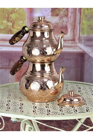Middle Işlemeli Bakır Çaydanlık Bakır