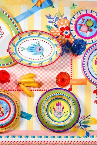 Mamma Mia 6'lı Çilek Desenli Tabak Seti 21,5 Cm Çok Renkli