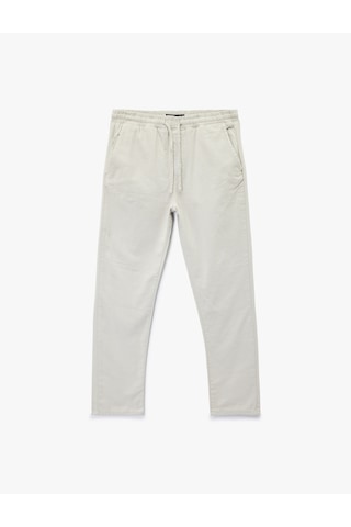 Koton Pamuklu Regular Fit Cepli Beli Bağcıklı Pantolon Gri 6sam40009hw