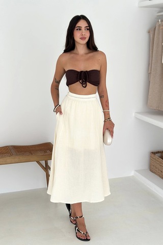 Beli Garnili Etek Ekru Ekru