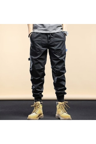Sones Erkek Tulum Uzun Pantolon Rahat Bol Paça Kot Siyah