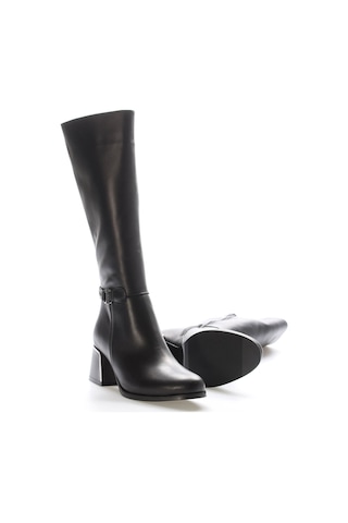 Hakiki Deri Kürklü Kadın Dolgu Topuk Çizme 064kza267 Siyah