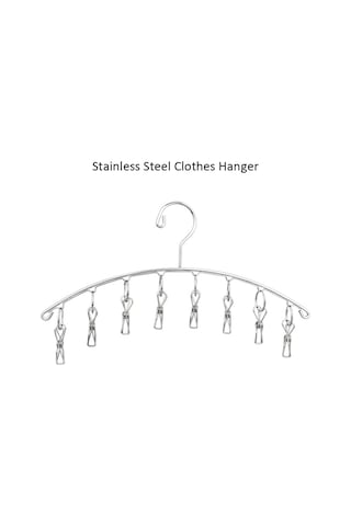 Ranyeek 8 Klipsli Paslanmaz Çelik Gömlek Çorap Kurutma Rafı - Dayanıklı Mini Eşya Kurutucu Gümüş