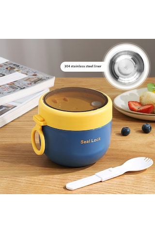 Dianziye 304 Çelik Isı Saklama Kahve Bardak, Büyük Kapasiteli, Kapaklı, Öğrenci Ve Çalışanlar İçin Taşınabilir Süt/ovay/breakfast Kupa Hy-600a Kuzey Avrupa Mavisi