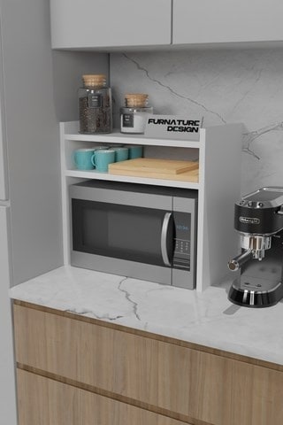 Tezgah Üstü Mikrodalga Fırın Rafı Mutfak Organizer Beyaz