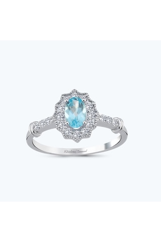Altınbaş Pırlanta Mavi Topaz Oval Yüzük Pnf001skt-14k