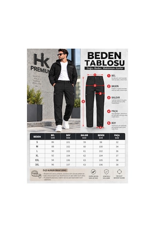 Hk Premium Erkek Haki Softshell Su Geçirmez Taktik Kargo Pantolon Moto Kurye & Outdoor Siyah