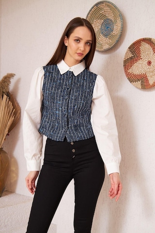 Mavi Tüvit Garnili Uzun Kollu Gömlek Dm9001 Mavi