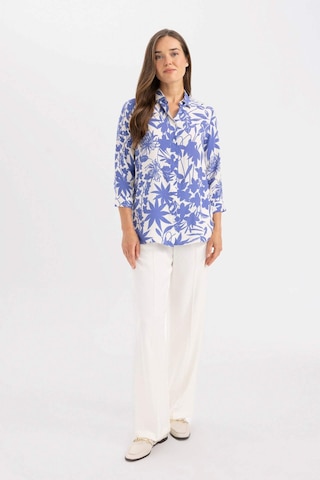 Defacto Loose Fit Desenli Uzun Kollu Gömlek U3684AZ24SMBE284 Mavi
