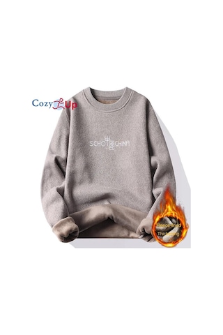 Cozy Up Erkek Peluş Ve Kalınlaştırılmış Örme Kazak Termal Sıcak Kazak Dış Haki