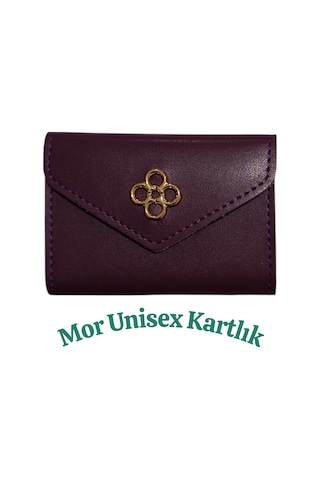 Organıcyou Quanzhou Unısex Akordiyon Çıtçıt Kapamalı 10 Bölmeli Kartlık Mor