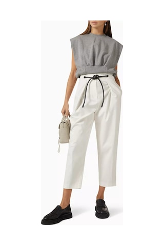 3.1 Phillip Lim Origami Yüksek Bel Pantolon, Kemerli Ve Modern Japon Esintili Tasarım Beyaz