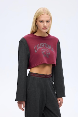 Quzu 00752 Kadın Önü Baskılı Vatkalı Sweatshirt Bordo