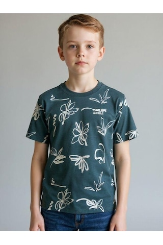 Zekids Erkek Çocuk Pamuklu Desenli Tasarım T-shirt-16770 Renkli