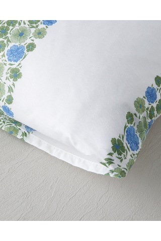 English Home Forest Blossom Kolay Ütülenir 2'li Yastık Kılıfı 50x70 Cm Mavi - Yeşil