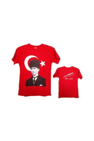 Atatürk Baskılı Resimli Tişört Kırmızı