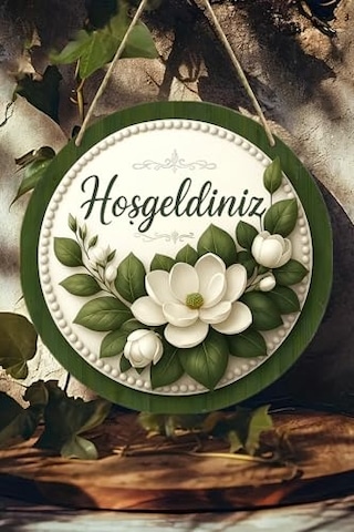 Geldiniz Çiçekli Uv Baskı 3d Görünümlü Mdf Kapı Süsü 20 Cm Askılı Silinebilir Ks010 Ks010 X Çok Renkli