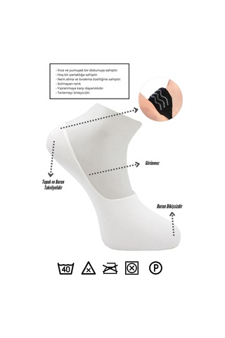 Bambu Erkek Babet Beyaz Çorap Dikişsiz Görünmez Kaydırmaz Topuk Silikonlu 6 Lı Paket Beyaz