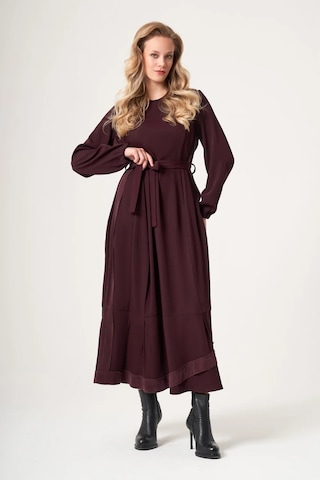Misswhence Cupro İşlemeli Şifon Elbise 40813 Bordo
