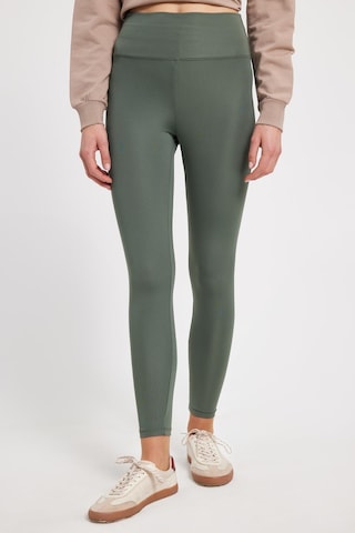 Tudors Kadın Slim Fit Dar Kesim Scuba Kumaş Beli Lastikli Haki Tayt-42444 Haki