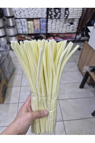100 Adet Soft Krem A036 Renk Şönil Çubuk 30 Cm Çiçek Yapımı - El İşi - Hobi - Parti Yapay Çiçek