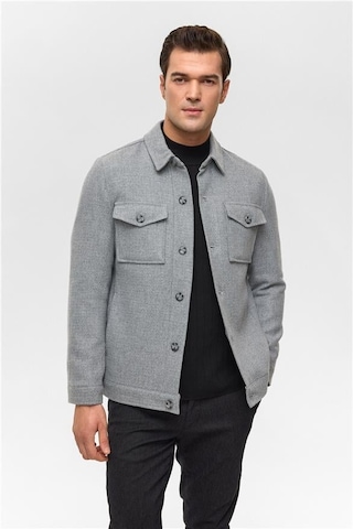 Gri Slim Desenli Klasik Yaka Mont Gri