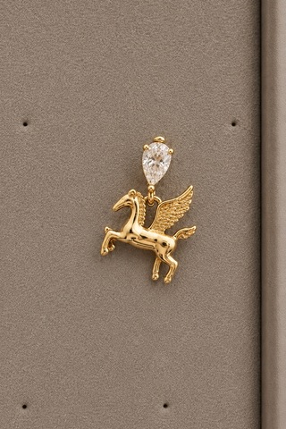 Sertifikalı 316l Çelik Damla Taşlı Pegasus Figürlü Sallantılı Premium Altın Kaplama Tragus Ve Helix