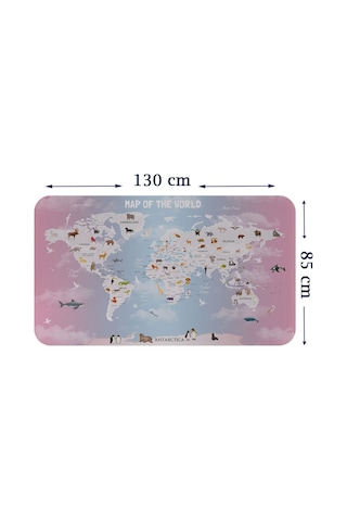 Eğitici Dünya Haritası Dünya Atlası Çocuk Ve Bebek Odası Duvar Sticker-85x130-3801 Çok Renkli