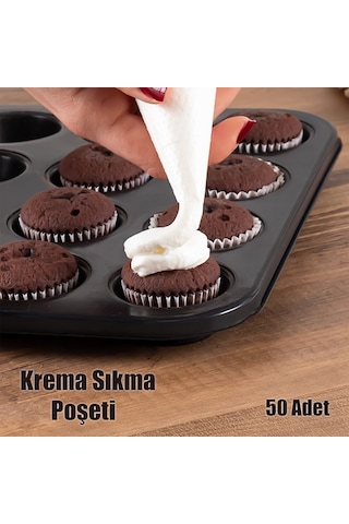 Porsima Pbt-164 Krema Kek Pasta Süsleme Kullan At Krem Şanti Sıkma Torbası Pastacılık Malzemeleri 50 Adet Şeffaf