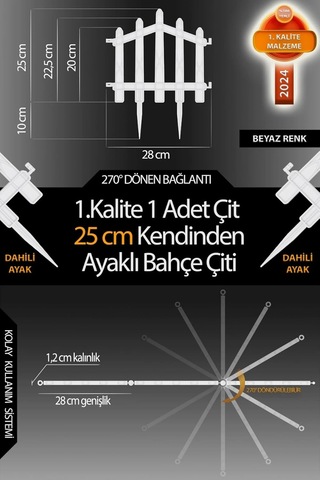 Dekoratif Plastik Bahçe Çiti Ve Peyzaj Çiti 1 Adet Çit Y: 25 Cm/g: 25 Cm Toprak Ayaklı