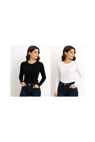 İngegno Body Bisiklet Yaka Uzun Kol Örme Kumaş Viskon Likralı Ring Badi Siyah Beyaz 2 Li Paket Siyah - Beyaz İngegno Body Bisiklet Yaka Uzun Kol Örme Kumaş Viskon Likralı Ring Badi Siyah Beyaz 2 Li Paket Siyah - Beyaz