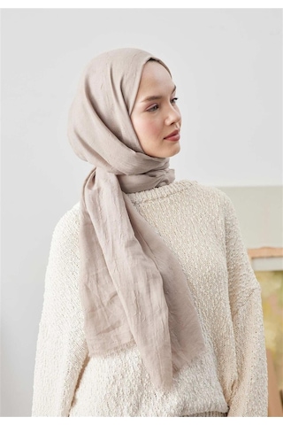 Bambu Kraş Şal Tesettür Giyim, Yüksek Kalite, Hafif, Rahat, Şık, Premium, Lux, Shawl, Scarf Bej