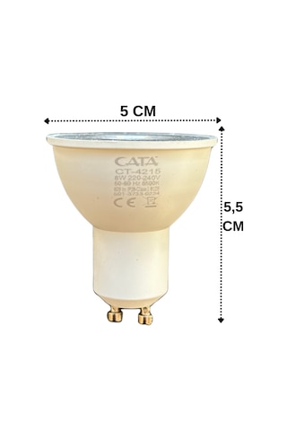 5 Adet Cata 8w 50w 6500k Beyaz Işık Gu10 Duylu Led Spot Ampul