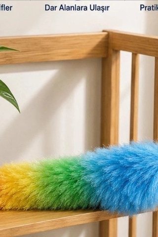 Yumuşak Lifli Peluş Toz Alma Fırçası - Renkli Püsküllü 1 Adet Ev Temizlik Aparatı Bx-313585 Çok renkli