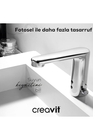 Creavit Fotoselli Lavabo Armatürü Çift Su Girişli Krom Bt.es2410
