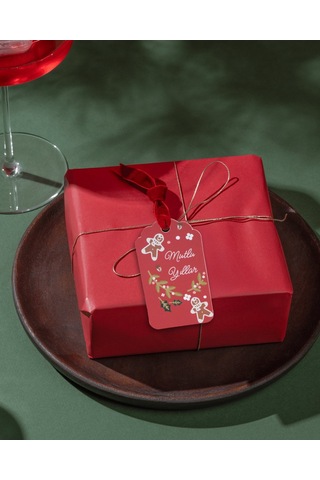 Mutlu Yıllar Yazılı Hediye Etiketi, Yeniyıl Ginger Man Paketleme